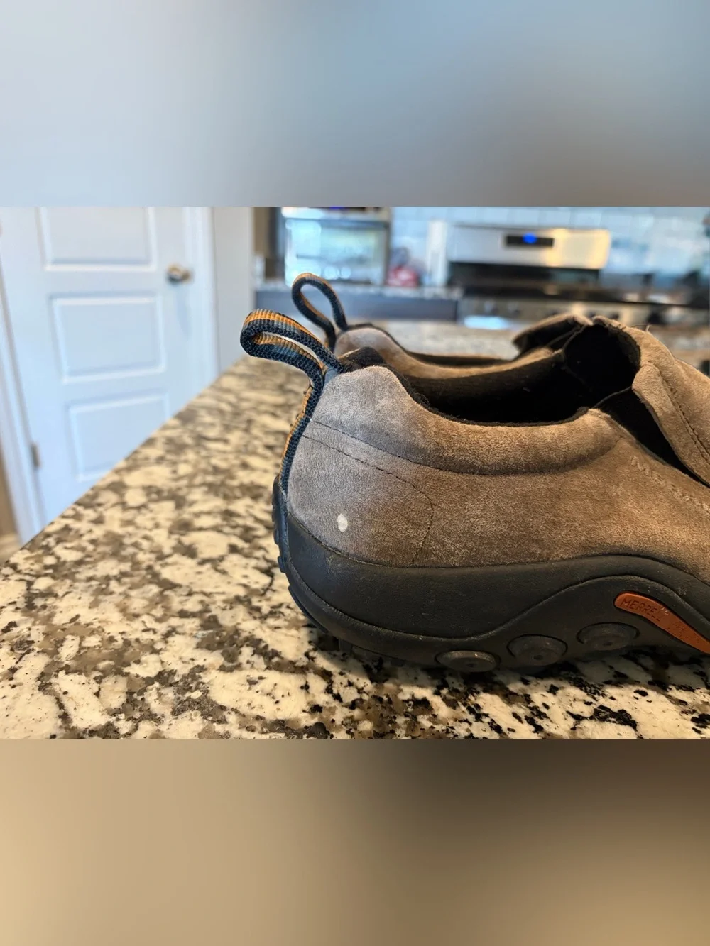 Merrell Mens Jungle Moc Slip On Shoes Gray Brown Suede Hiking Trail